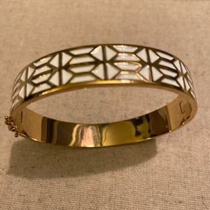 White and Gold Breezeblock Enamel Bracelet